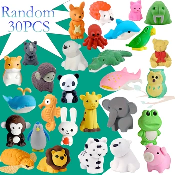 30 Gomme da Cancellare a Forma di Animali Carini, Mini Gomme Colorate, Forniture per Scrivania Studenti, Regali per Feste, Articoli Regalo Scolastici