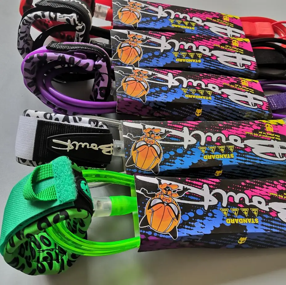 8 ft 7mm TPU foot leash surfboard foot rope colorful Bouck surf leash 4