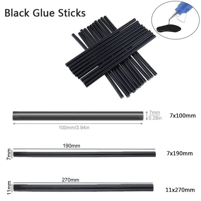 5-100pcs 7mm / 11mm Hot Glue Stick Black Hot Melt Adhesive DIY Tools Glue  Gun Silicone for Hot Gun for Kitchen Bathroom Items - AliExpress