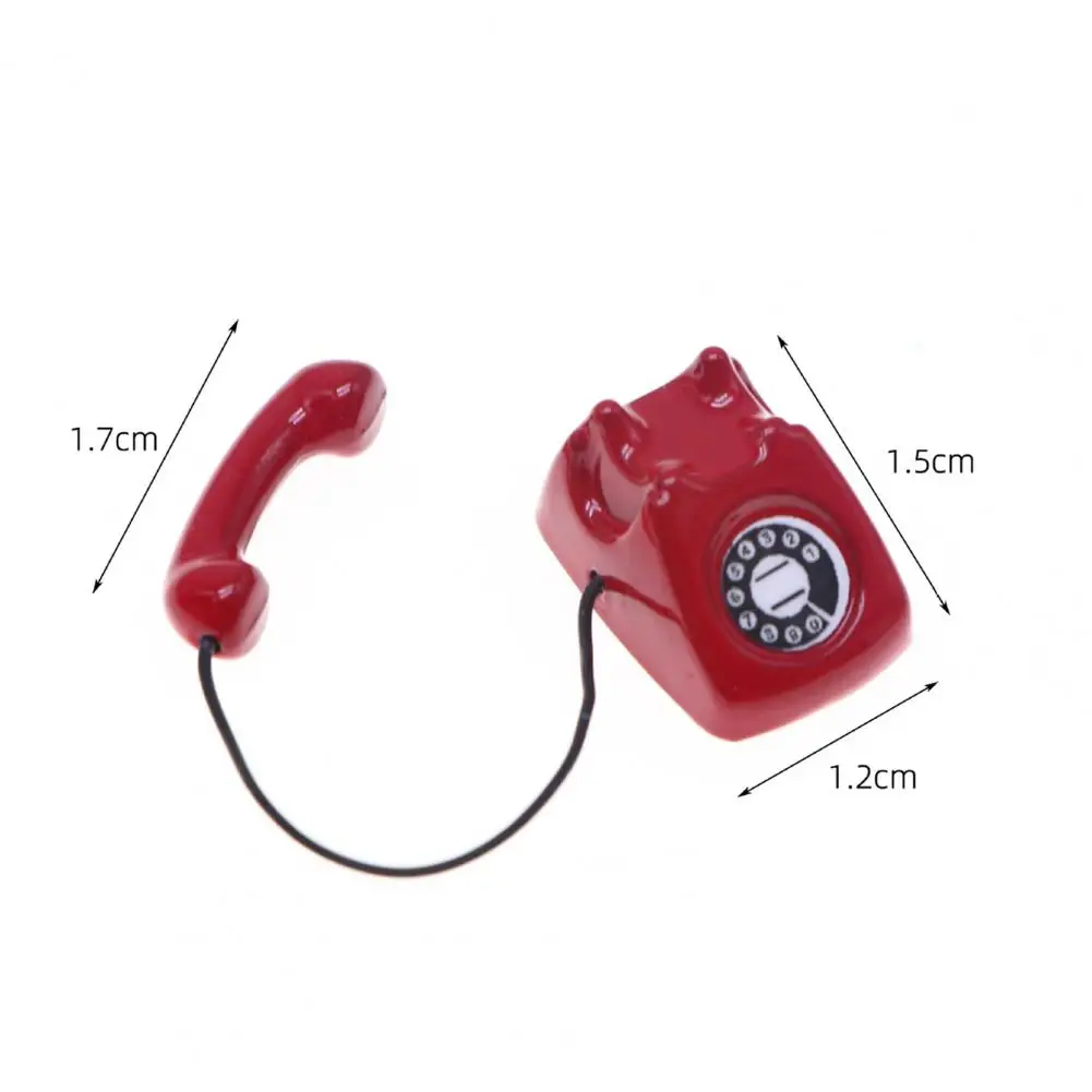 Miniature Figurines Miniature Ornament Mini Telephone Model Miniature Retro Alloy Landline Telephone for Doll Houses Decor Bedroom Phone Booth Scene Props Ornaments