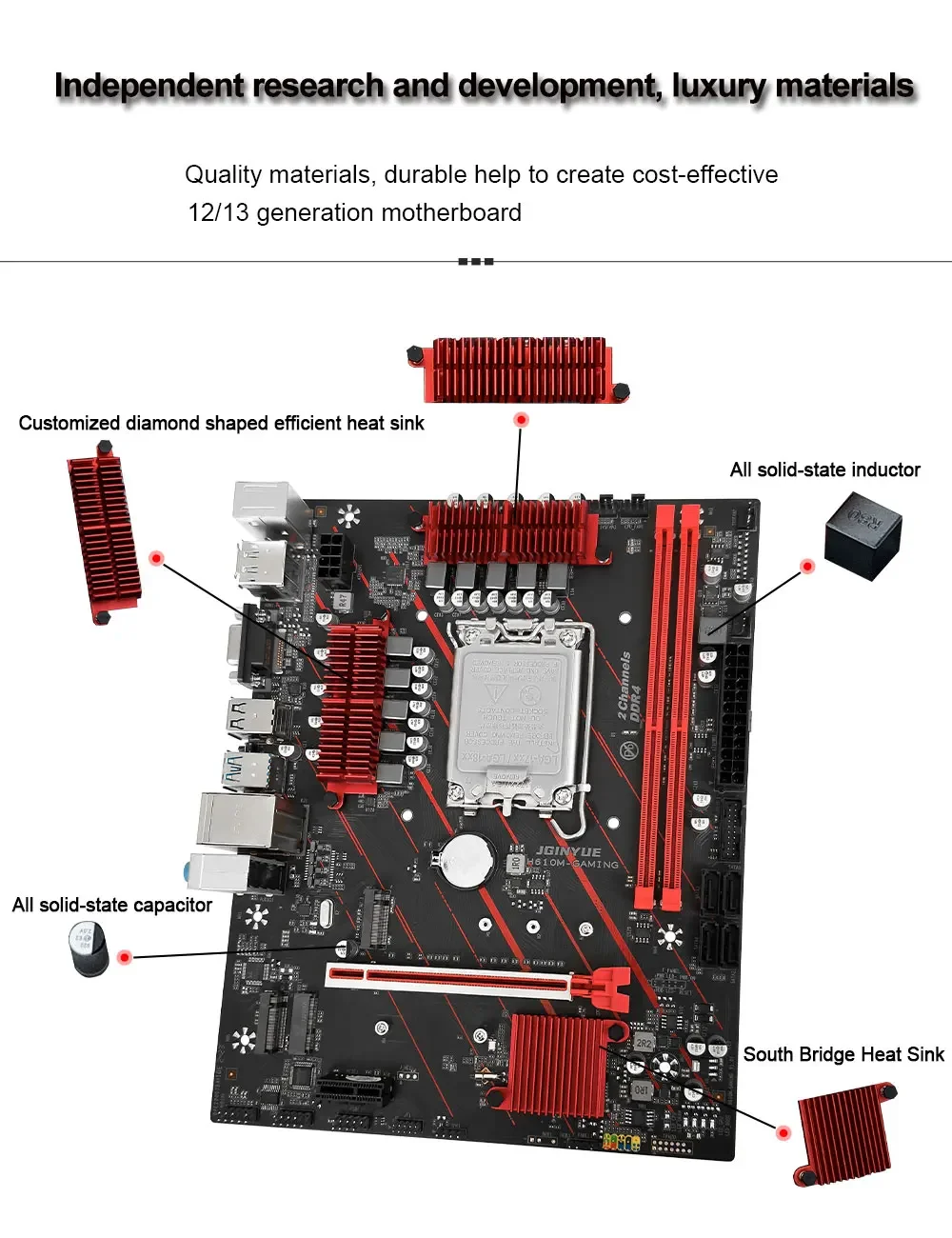 JGINYUE H610 Motherboard LGA1700 Support Intel Core i3/i5/i7