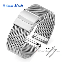 Premium Stainless Steel Milanese Woven Watch Strap, Various Widths Available - 18mm (0.6mm - Silver)