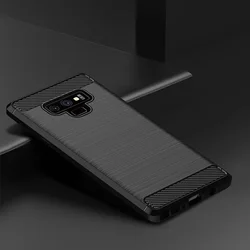 Shockproof Silicone TPU Bumper Carbon Case for Samsung Galaxy Note 9 (Black)