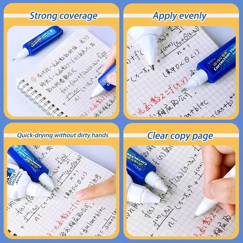 Quick Drying Correction Fluid Bulk White Out Masking Liquid for Students Office School Supplies Fast Dry Opaque Stationery Bottl