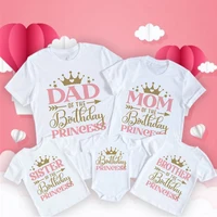 Birthday Princess Family Matching Clothes Mother Father Kid T Shirt Tops Baby Bodysuit Girl Birthday Party Look Outfits T-shirts 1
