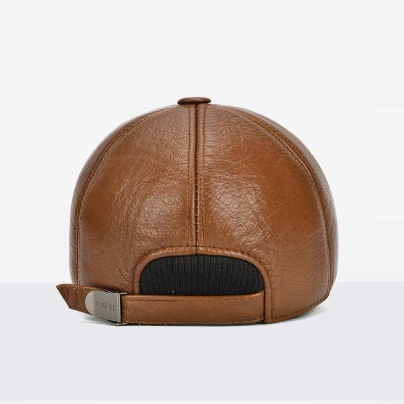 2025 Adjustable Men's Genuine Cowhide Leather Baseball Cap for Fall Winter Outdoor Sports Hat Men Real Cowhide Leather Caps 5