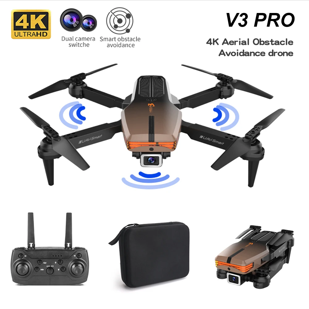 Новинка 2022 Радиоуправляемый мини-Дрон V3 Pro 4K с двойной камерой Wi-Fi FPV