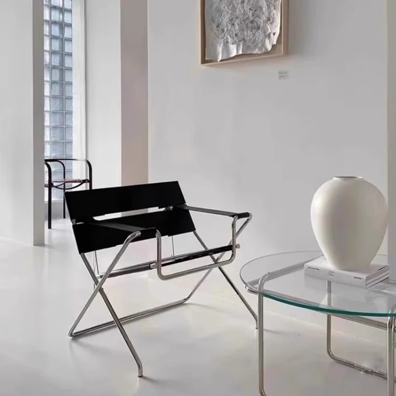 Vintage Saddle Chair Designer Stainless Steel Leisure Chair Home Living Room Chair Balcone Outdoor Camping Beach Lounge Seat