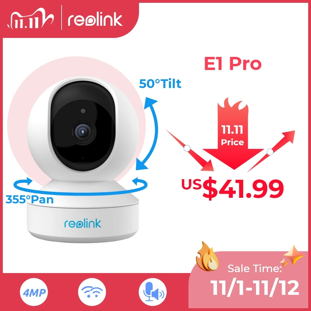 Reolink E1 Pro 4mp Full Hd Pan/tilt Ip Camera White Baby Monitor 2.4g/5ghz  Wifi Camera Indoor Home Security Video Surveillance - Ip Camera - AliExpress