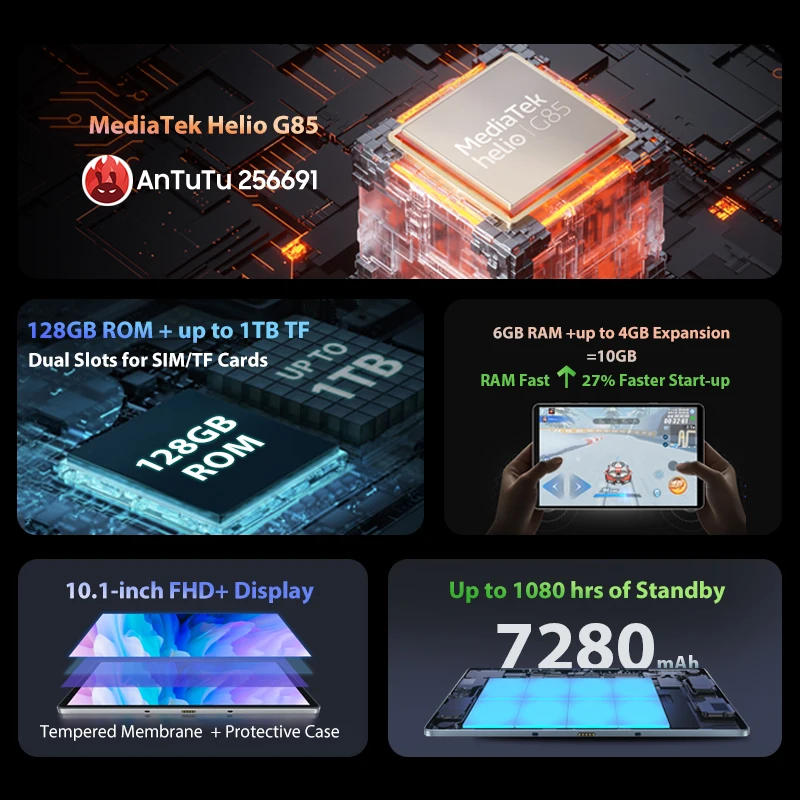 【Światowa premia】 blackview Tab 13 Tablet Pad MTK Helio G85 Octa core 6GB + 128GB 7280mAh 10.1 ''FHD + Display android 13MP Camera 4 【Światowa premia】 blackview Tab 13 Tablet Pad MTK Helio G85 Octa core 6GB + 128GB 7280mAh 10.1 ''FHD + Display android 13MP Camera 4