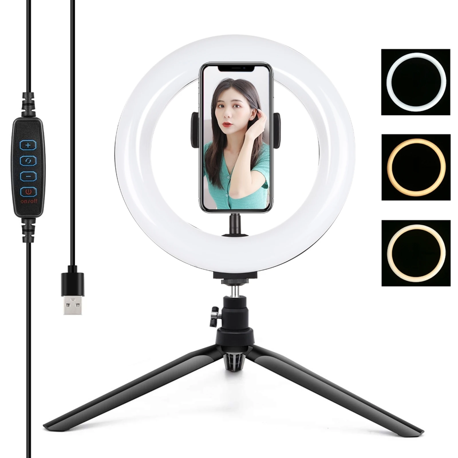 PULUZ Photography Lighting Phone Ringlight Tripod Stand Photo Led Selfie Ring Light Lamp for Youtube Live Video Shooting
