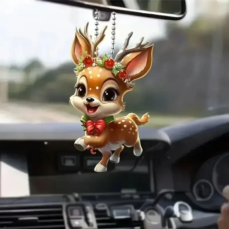 Acrylic Reindeer Baby Car Decoration Holiday Gift for Christmas Xmas Tree Pendant Hanging Ornament christmas decorations,elf car pendant
