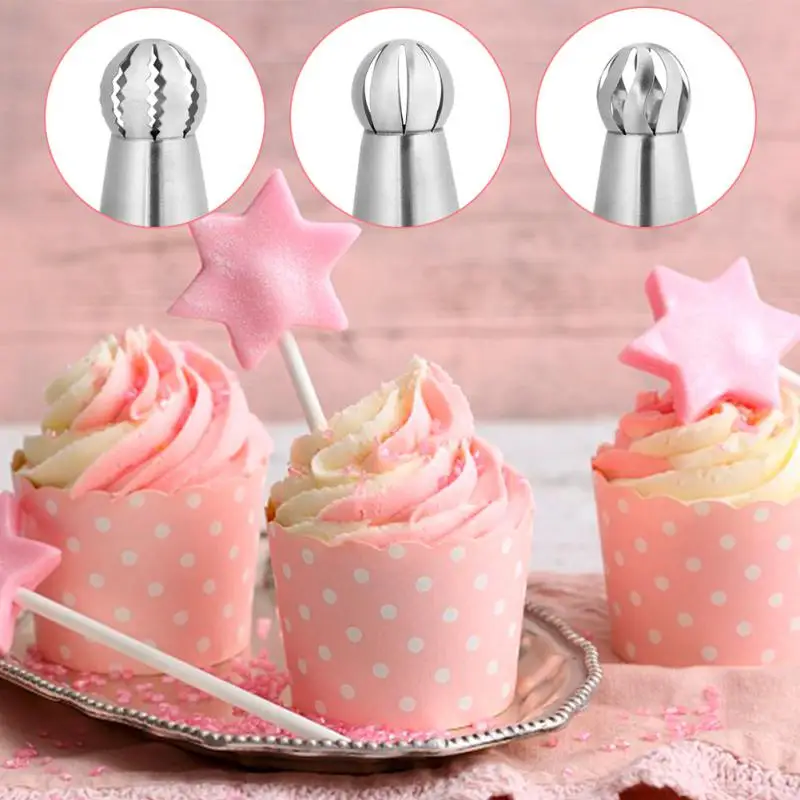 3PCS Wedding Cake Nozzles cake baking tools cake decorating tips Cake Turntable Pastry Puff Skirt Icing Piping Nozzles Dessert Cupcake Decorator Tool Kitchen