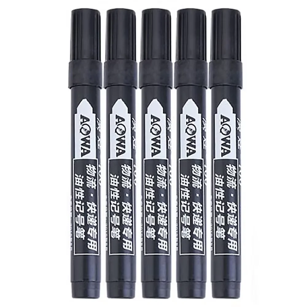 Premium Set of 10 Bold Black Non-Erasable Marker Pens for Permanent Marking and Notation