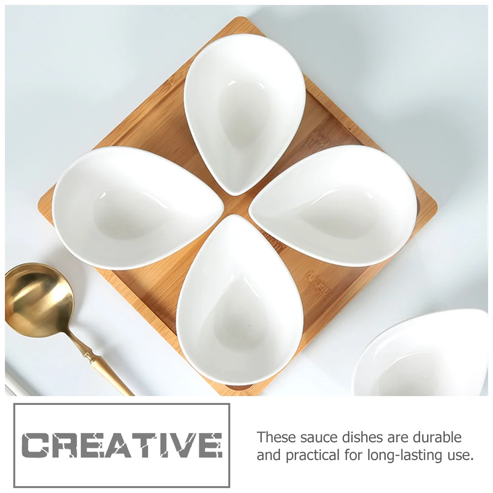 5 Pcs Condiment Water Drop Seasoning Dish Mini Vinegar Plate Melamine Household Dipping Bowl