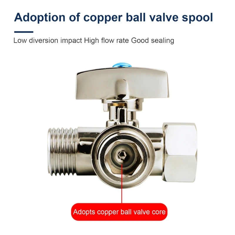 X X Tees Stop Valves 3 Way Diverters Connector Toilet T Adapter for Dishwasher Washing Machine Easy to Use