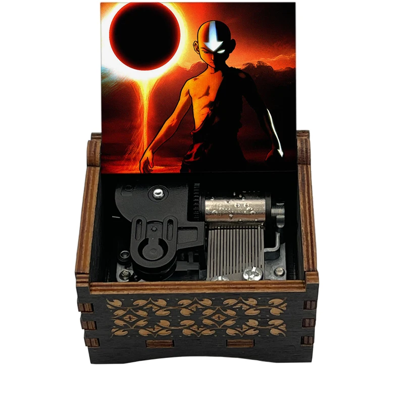 Black Wind Up Avatar's Love Wooden Music Box from Anime Avatar The Last Airbender Fans Gift Birthday home office Decor 2