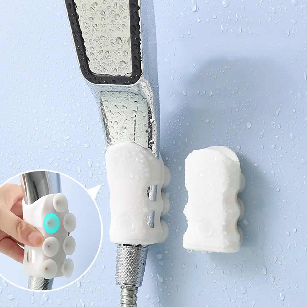 Silicone Shower Head Holder Durable Reusable Removable Handheld Wall Mount Suction Cup Bracket Bathroom Supplies showerhead holder shower bracket shower holder