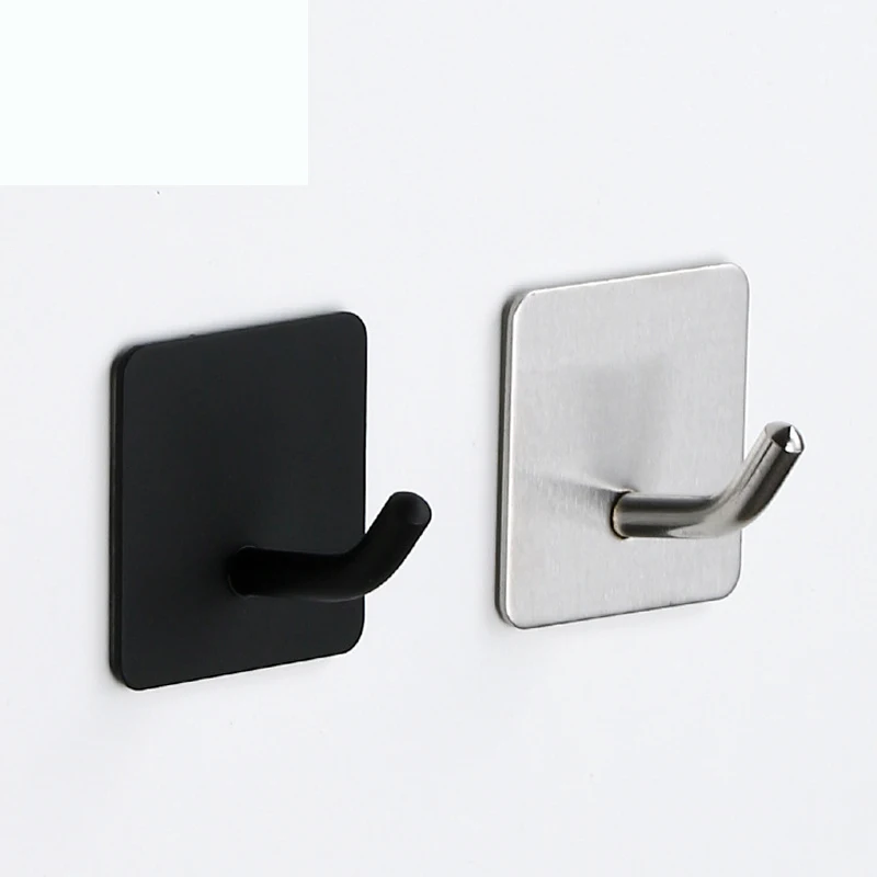 Self Adhesive Wall Hook Coat Rack Key Holder Towel Hooks Bedroom Stainless Steel Clothes Rack Kitchen Bathroom Accessories 2