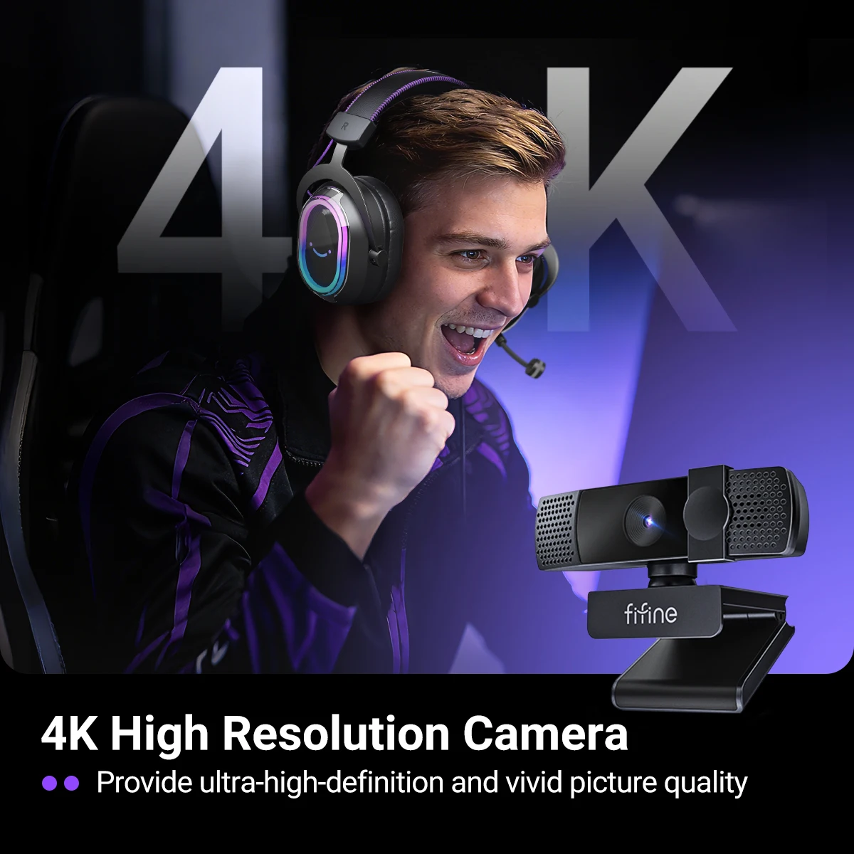 FIFINE Câmera web para PC 2K/4K com foco automático para YouTube, câmera USB com capa de privacidade/microfone para jogos/streaming ao vivo/reuniões - K436/K438