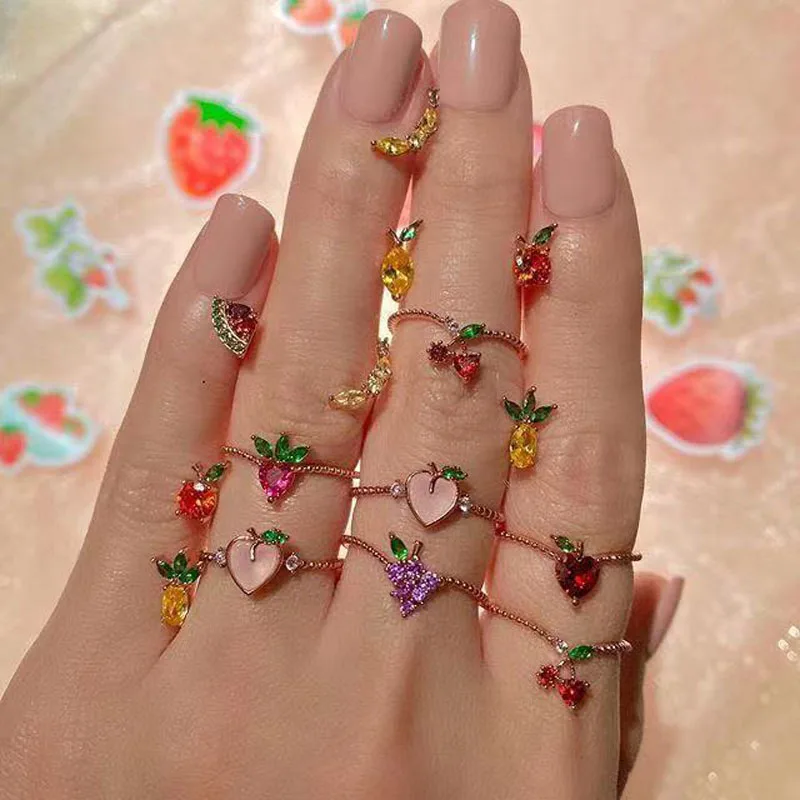 Fruit Rings Kids Fruits Jewelry Ring Copper Kids Jewelry Fruit