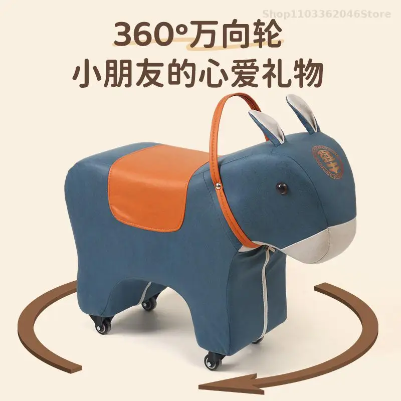 Little Donkey Pet Stool Living Room Decoration Universal Wheel Stool Animal Sitting Shoe Changing Children