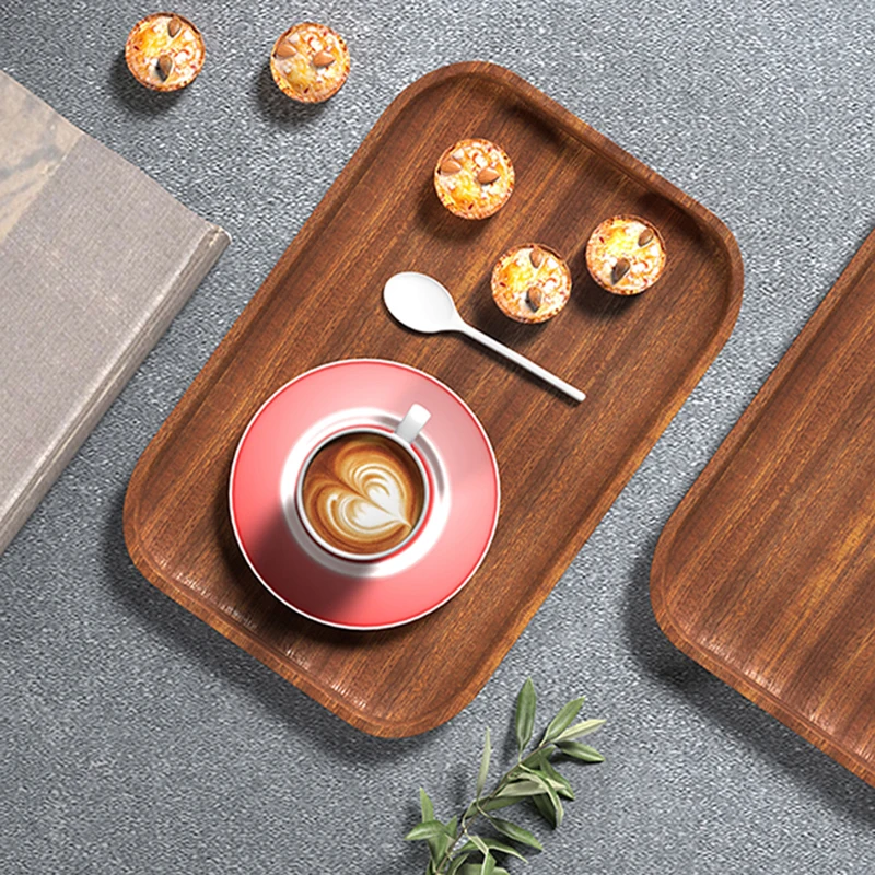 Dessert Plate Tea Tray Wooden Serving Tray Tableware Round Walnut Color Japanese Wood for Breakfast Bread Creative Tea Saucer Coffee Coasters