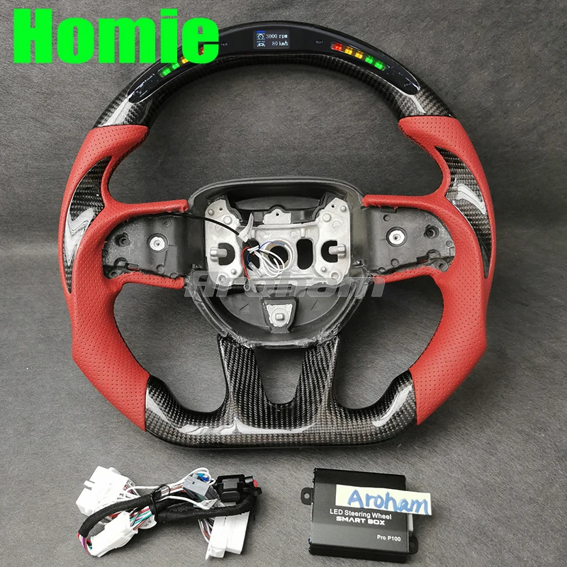 Aroham Perforated Carbon Fibre Leather Steering Wheel For Dodge Ram