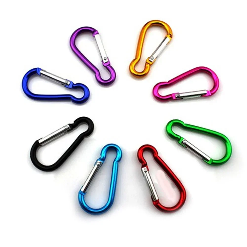 10PCs Aluminum Carabiner Key Chain Clip Outdoor Camping Keyring Snap Hook Water Bottle Buckle Travel Kit Climbing Accessories