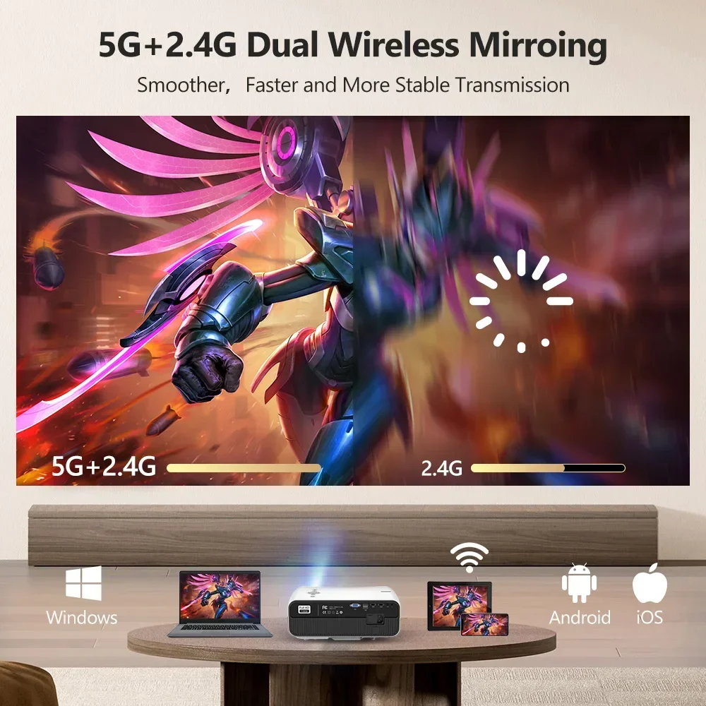 신형 3200ANSI 4K 프로젝터 안드로이드 14 넷플릭스 라이선스 구글 TV 홈 시네마 1080P 2.4+5G WiFi 6 휴대용 비디오 레이저 프로젝터