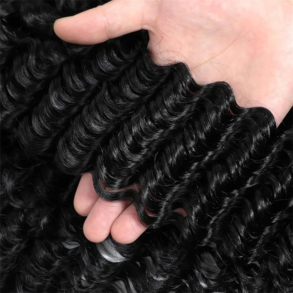 32" Curly Human Hair Bundles With Closure Frontal Deep Wave Bundle With Frontal Transparent Lace Human Hair Weave Extension Deal