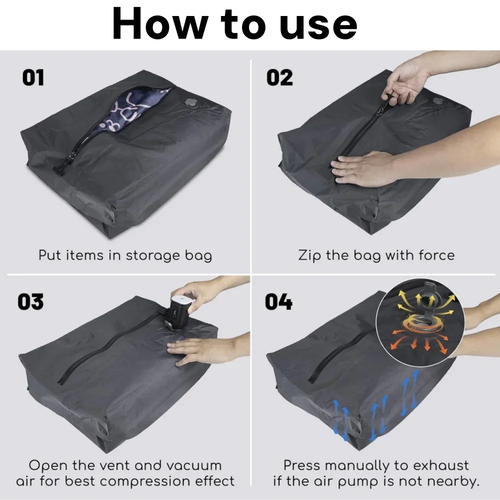 Travel Essentials Vacuum Storage Bags: Space-Saving Compression Packing Cubes and Clothes Organizer