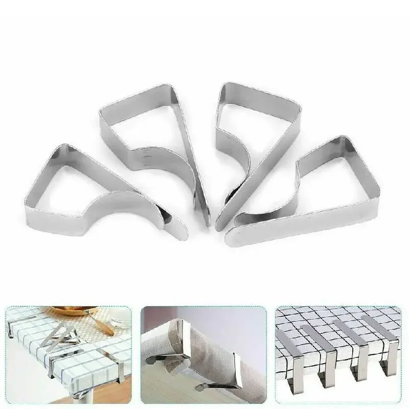 Tablecloth Clips 6Pcs Stainless Steel Table Clips Table Cloth Cover Clamps Cloth Holders for Outdoor Parties Weddings Camp table cloth clips