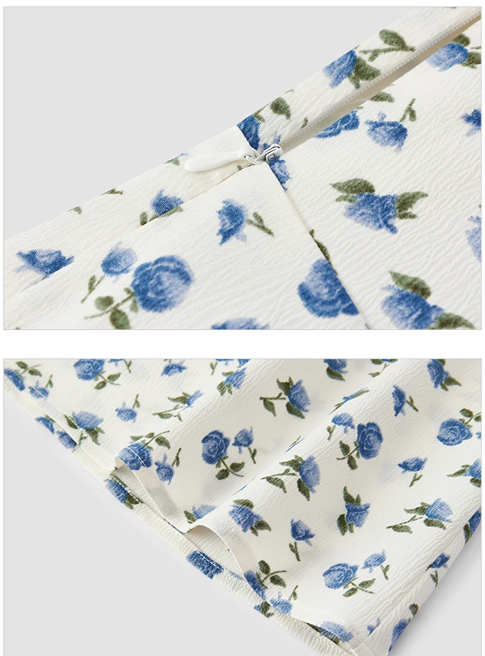 Dress Women Texture Chiffon Floral Romantic Temperament Square Neck Tea Break Dress