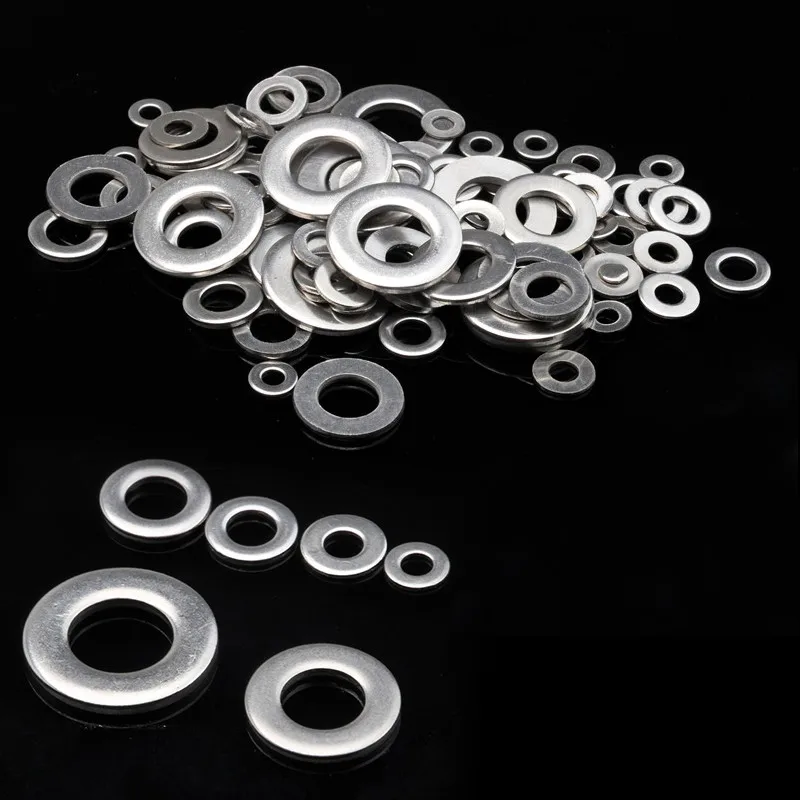 400pcs Stainless Steel Flat Washers Kit for M2 M2.5 M3 M4 M5 M6 M8 M10 Metal Flat Washer Plain Gasket Screw Bolt