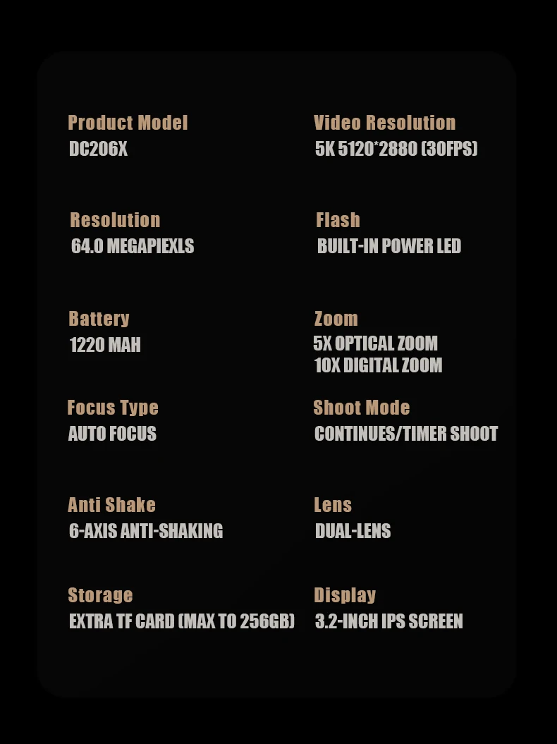 SONIDA 5K DSLR Optical Zoom HD Video Camera 3.2-inch IPS HD Touchscreen Display Digital Camera