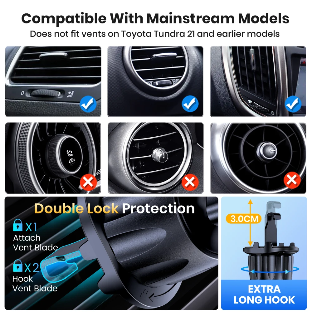 Car Phone Holder Air Vent Car Phone Mount Clip Universal Cell Phone Holder Hands