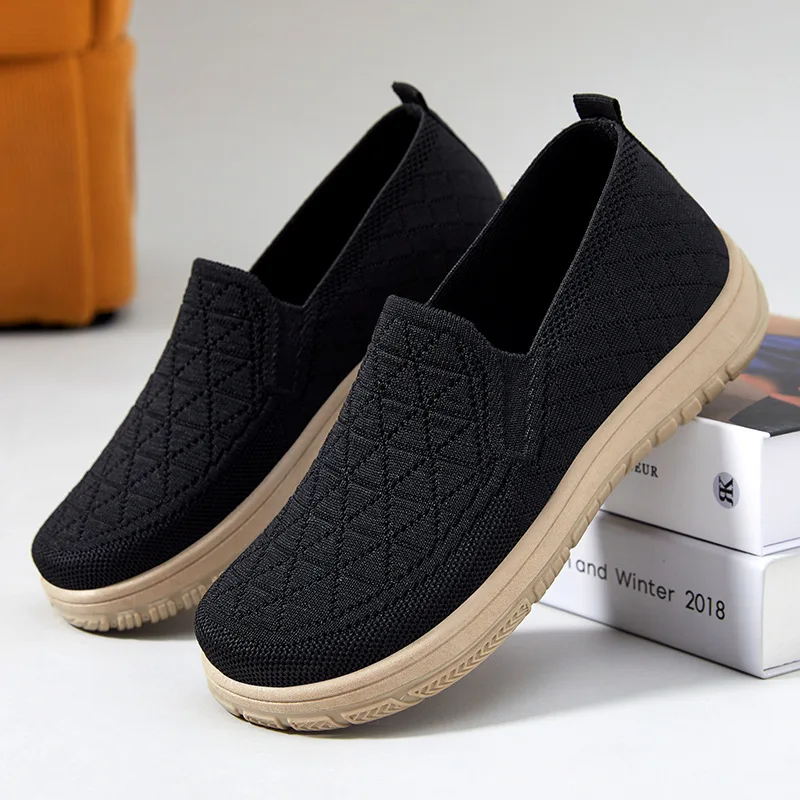 Women's Comfortable Flat Bottom Slip-On Casual Shoes Soft Sole Lightweight Breathable Quick-Drying round Toe Summer Shoes2026