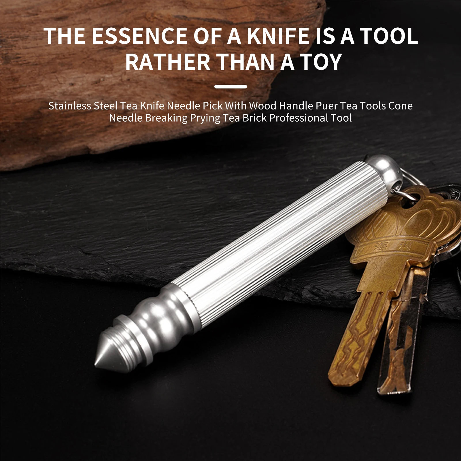 Stainless Steel Tea Knife Needle Pick With Wood Handle Puer Tea Tools Cone Needle Breaking Prying Brick Professional Tool
