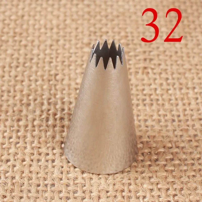 32# Open Star 12-Tooth Cream Decorating Mouth 304 Stainless Steel Baking DIY Tool Small Number piping tips  cooking
