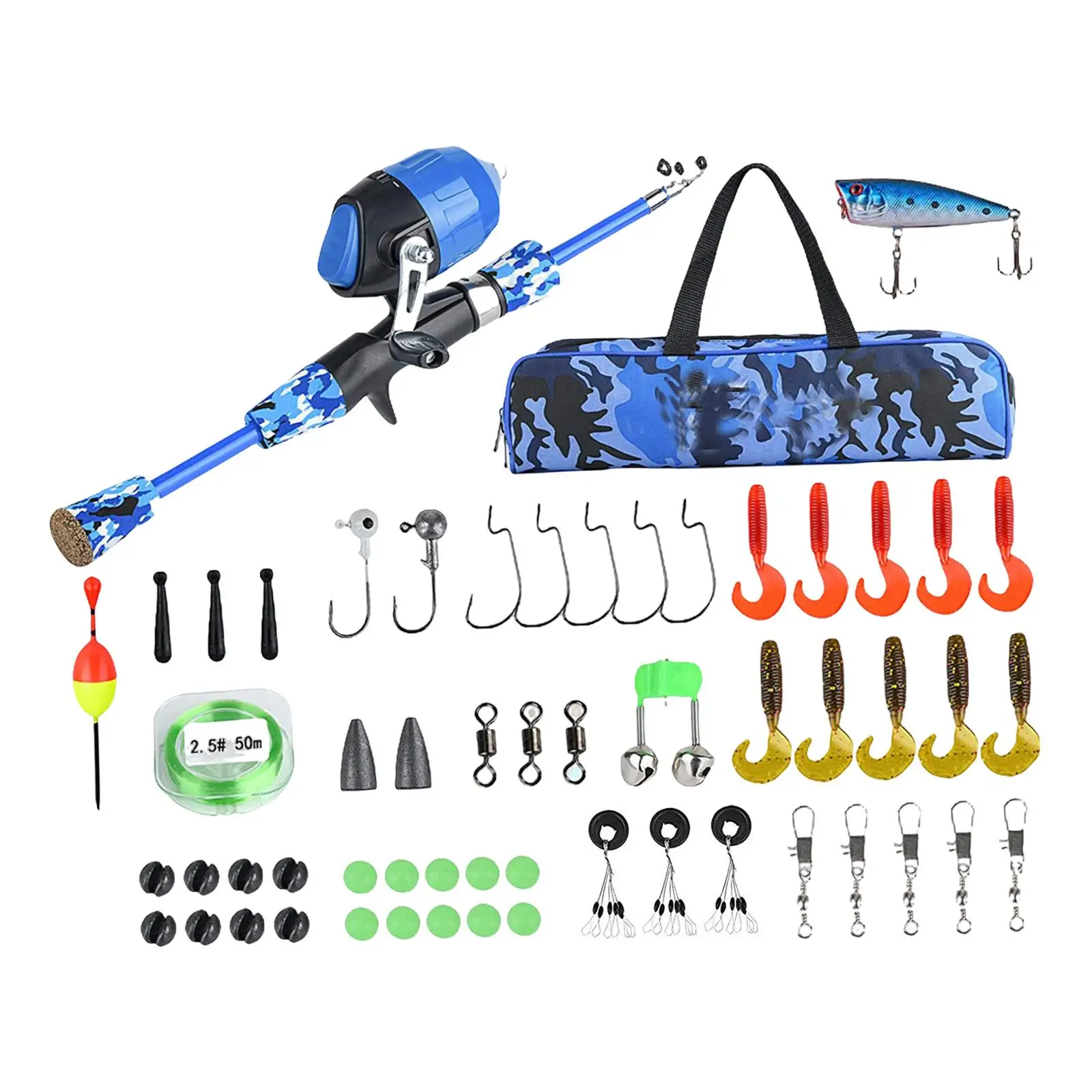 Kids Fishing Rod Set Fishing Rod and Reel Combo Set for Travel Camping Teen