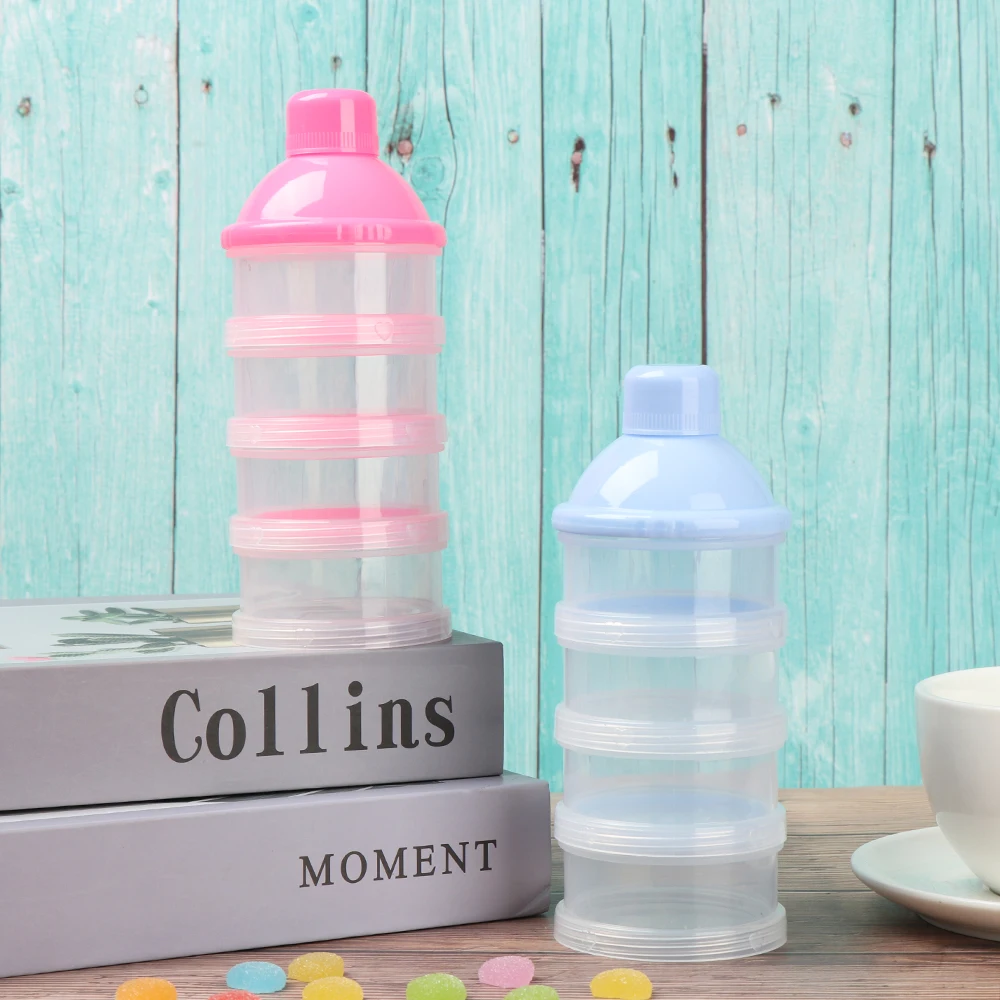 4 Grid Portable Container Storage Cereal Boxes Toddle Baby Snacks Food Storage Box Formula Dispenser Milk Powder Bottles