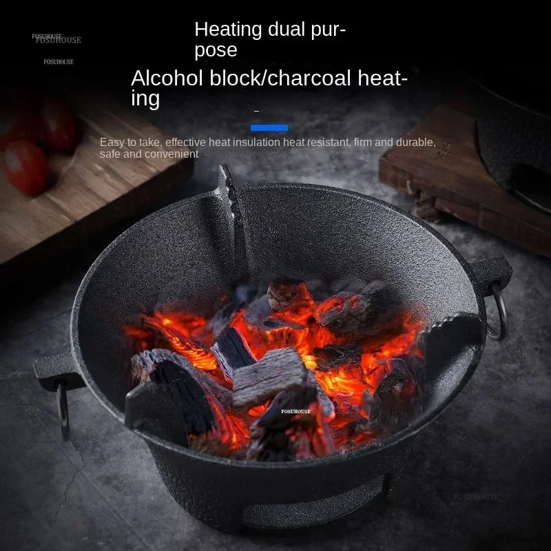 Outdoor Camping Furnace Grill Stand Old-fashioned Cast Iron Fire Pits Indoor Brazier Rack Heater Home Carbon Fired Tea Stove H