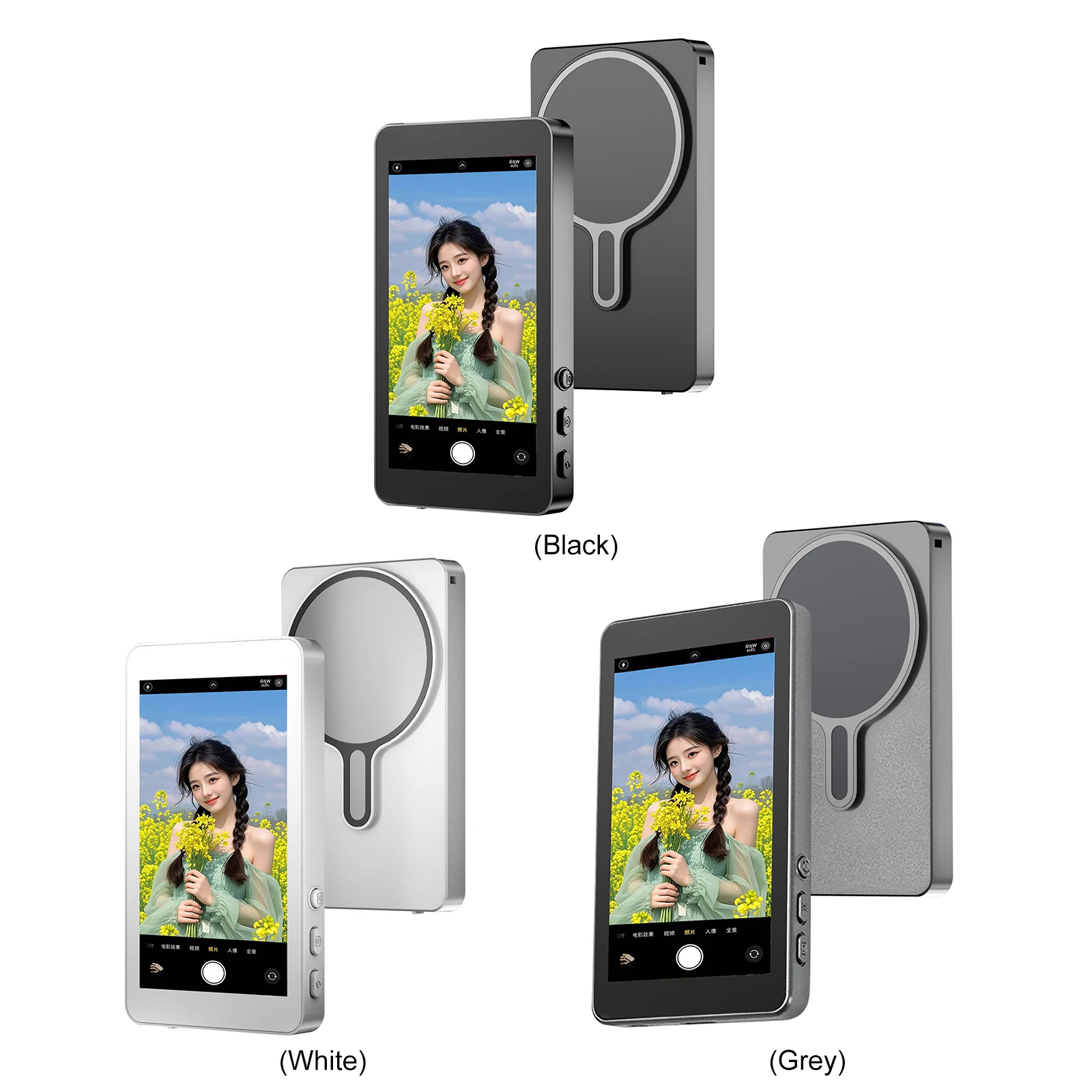 마그네틱 폰 브이로그 셀카 모니터 스크린 무선 셀카 모니터 스크린 안드로이드 및 아이폰용 후면 카메라 모니터 스크린