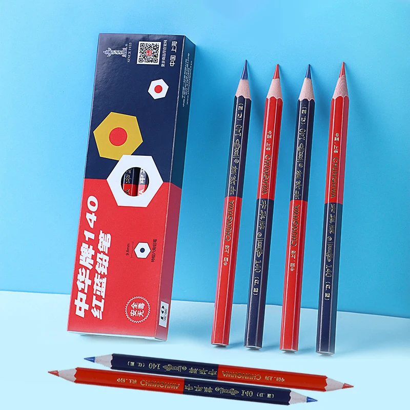 10Pcs Big Pencil,Red&Blue Double-Ended,Medical Science Laboratory Plotting Construction Wood Working Mark Stationery construction set mechanics laboratory planes and helicopters clementoni 60590