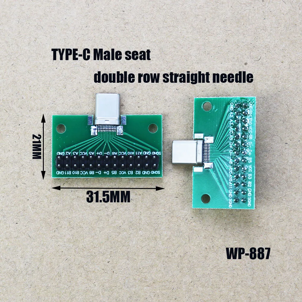 

1pcs TYPE-C Male Test Board Double-sided Plug Pin 24P Female Seat to 2.54 USB 3.1 Data cCable Transfer