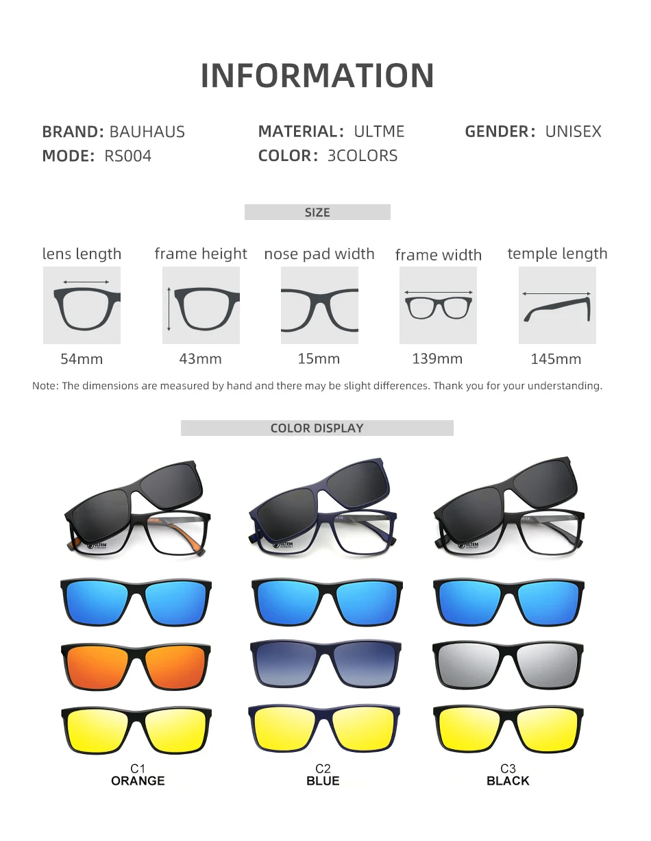 RS004 Benutzerdefinierte Männer Frauen Polarisierte Optische Magnetische Sonnenbrille Clip Magnet Clip auf Sonnenbrille Polaroid Clip auf Sonnenbrille Rahmen – Detail 6