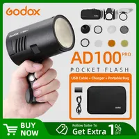 Godox AD100Pro 100Ws TTL 2.4G HSS 1/8000s Pocket Flash Light with 7.2V/2600mAh Lithium Battery 360 Full Power Flashes 0.01-1.5s 1