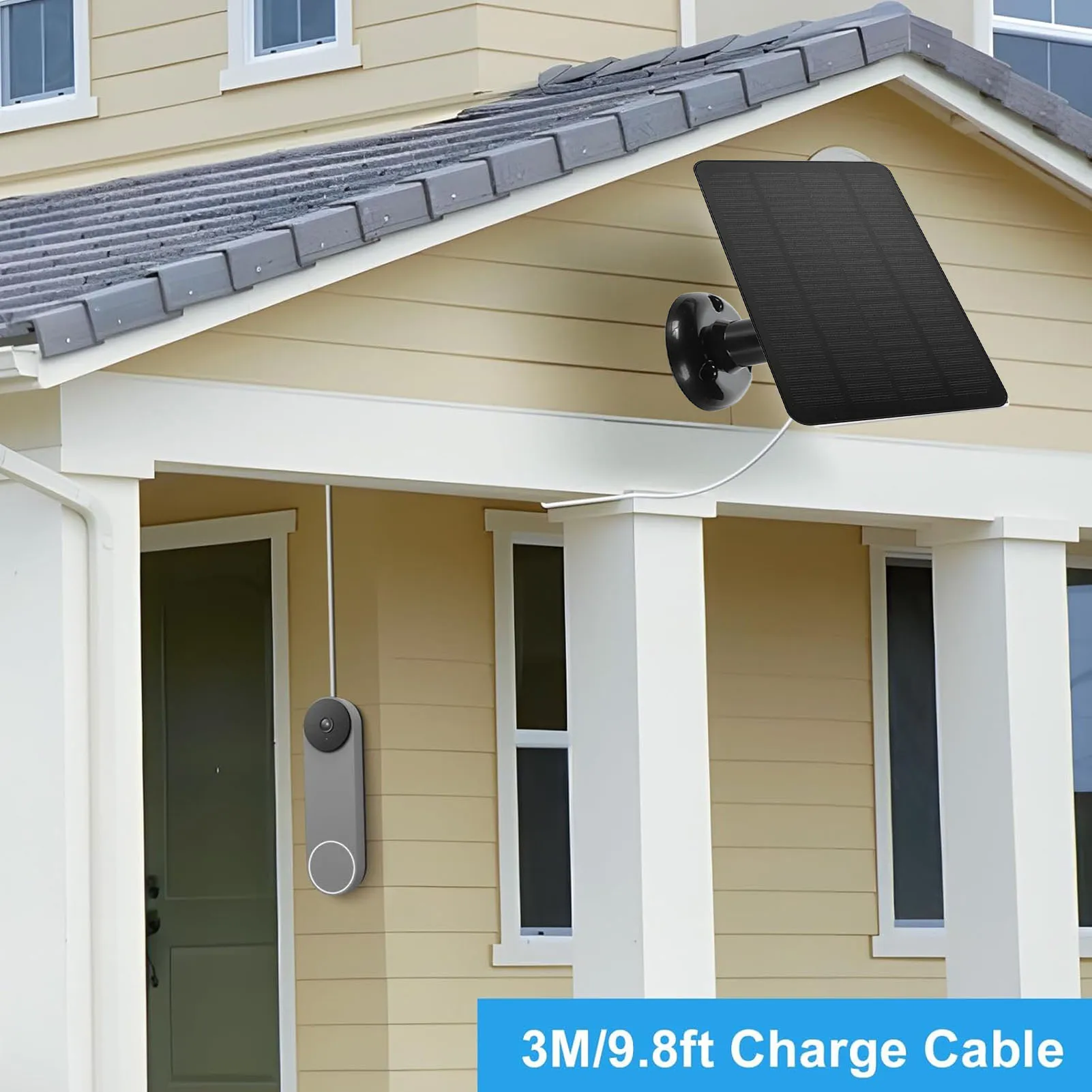 Solar Panel Camera Weatherproof 10W IP66 Waterproof Doorbell Solar Panel 5V for Doorbell 3 for 4 Plus
