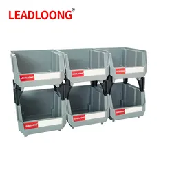 Stackable Gray Plastic Storage Organizer Bins - Set of 6/24 (6pack)